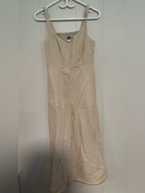 Old Navy Sleeveless Cream Linen Maxi Dress